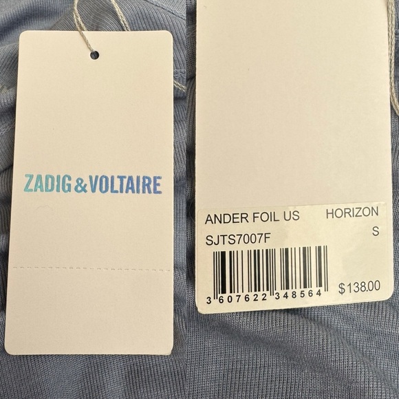 NWT Zadig & Voltaire Ander Foil Racerback Tank - Horizon Blue Small - Picture 9 of 9